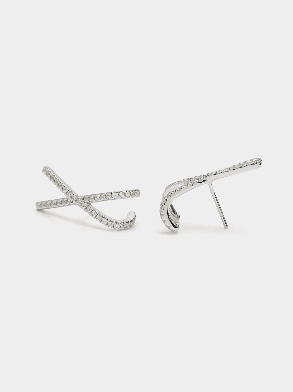 Boucles d'oreilles X avec zirconias - argent sterling 925