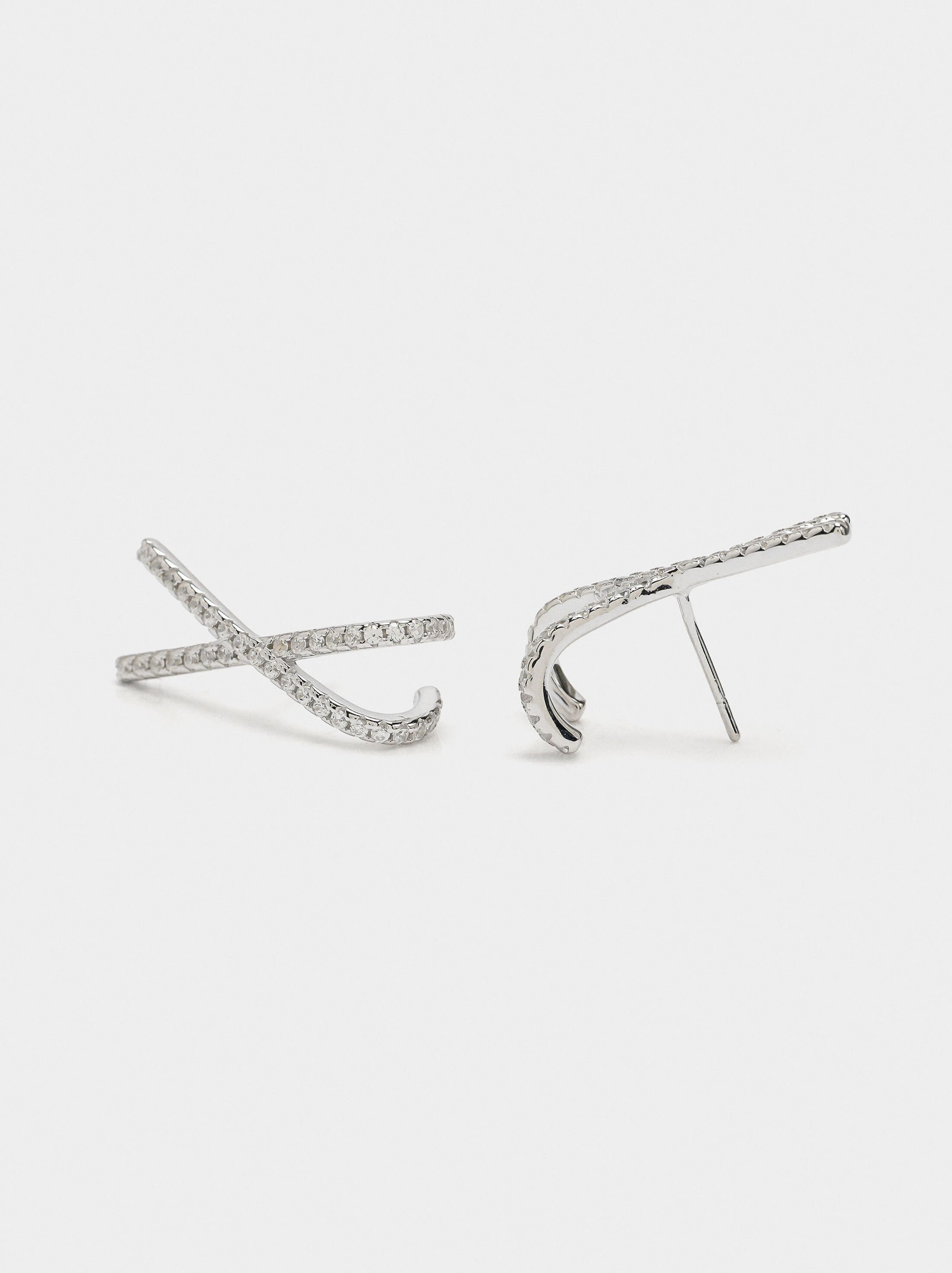 X earrings with cubic zirconia - 925 sterling silver image number 1.0