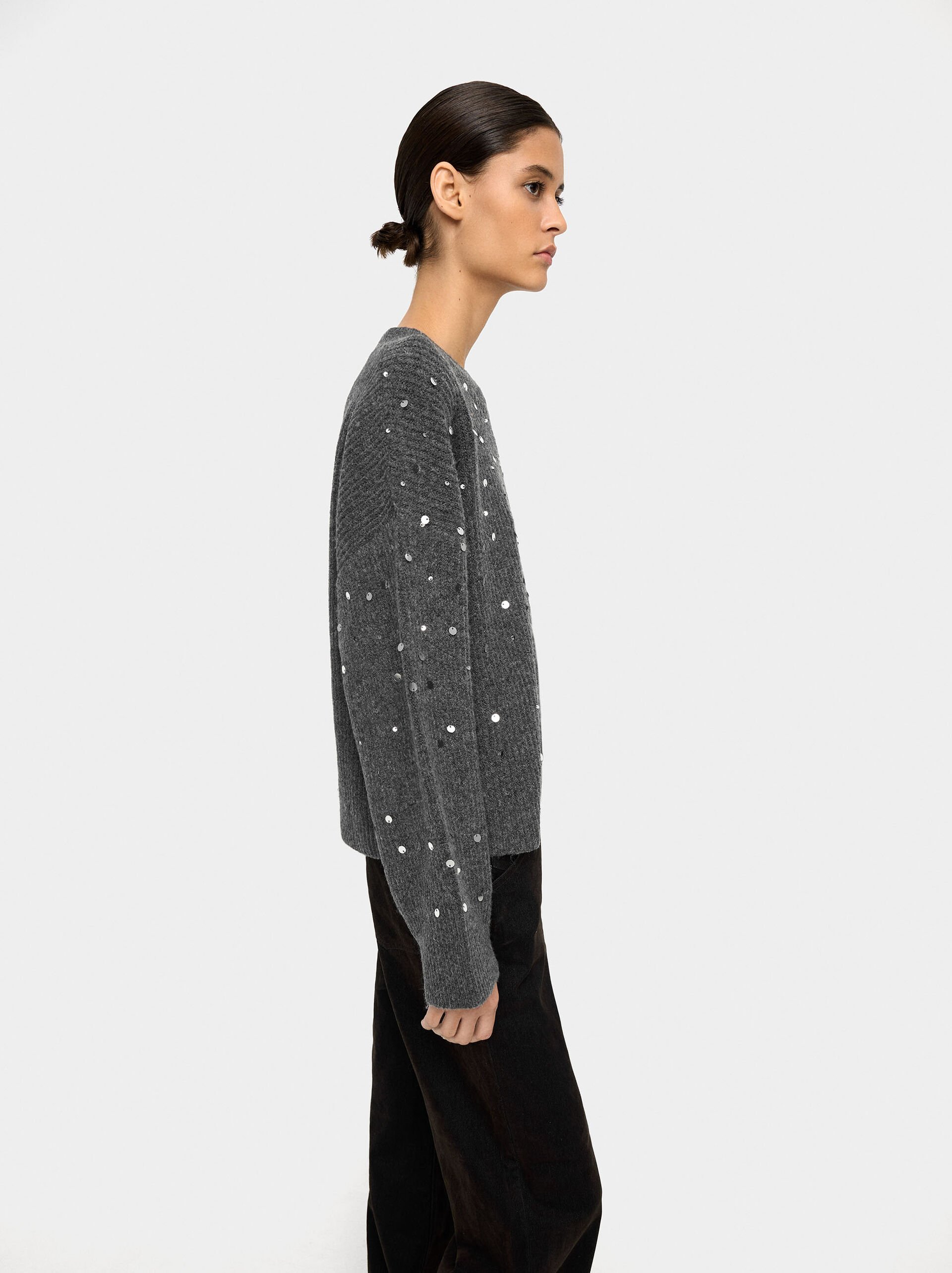 Knit sweater with sequins image number 2.0