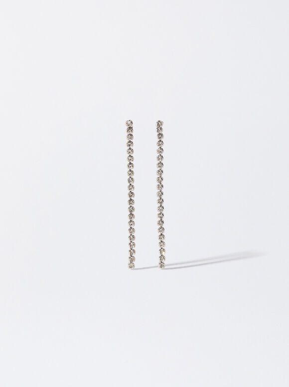 Silver Earrings  With Zirconia, Silver, hi-res