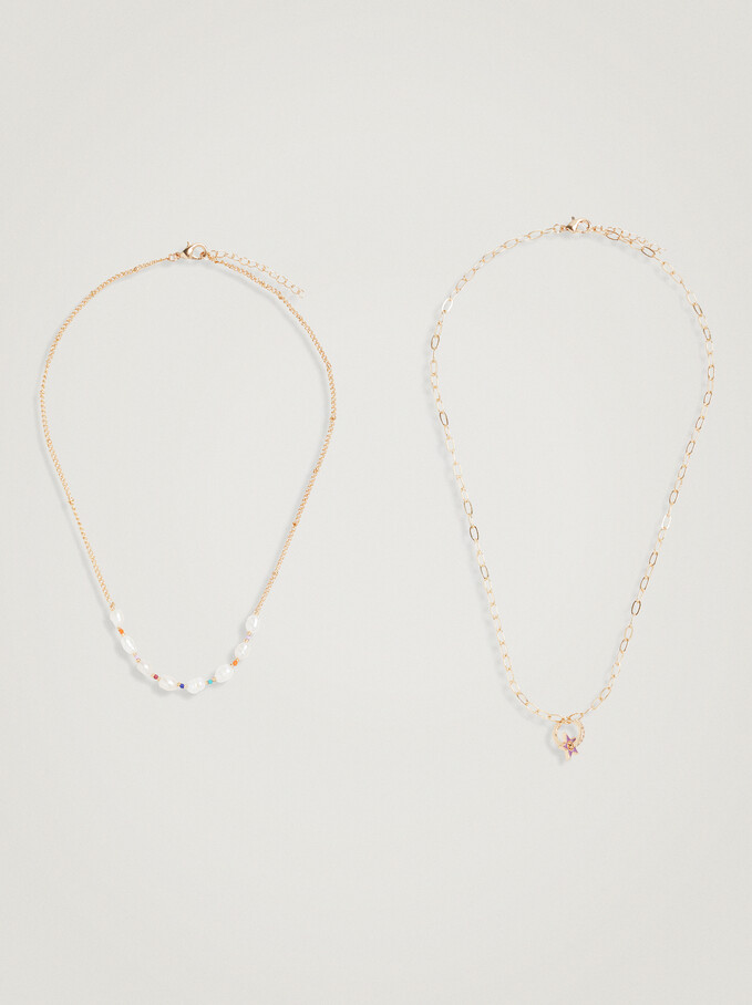 Set Of Necklaces With Freshwater Pearl, Multicolor, hi-res