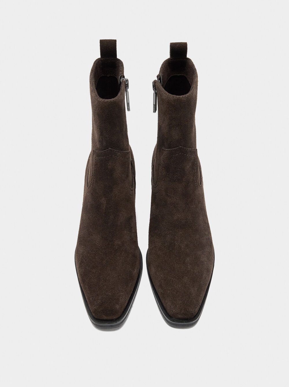 Leather ankle boots with wide heel