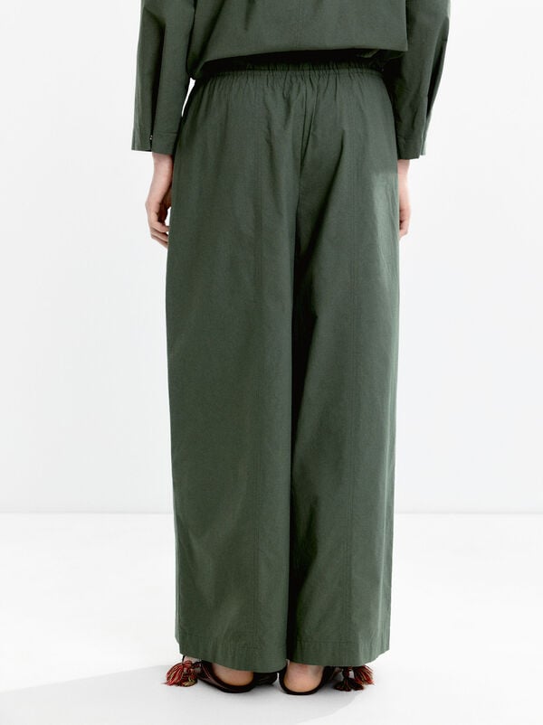 100% cotton trousers with gathering