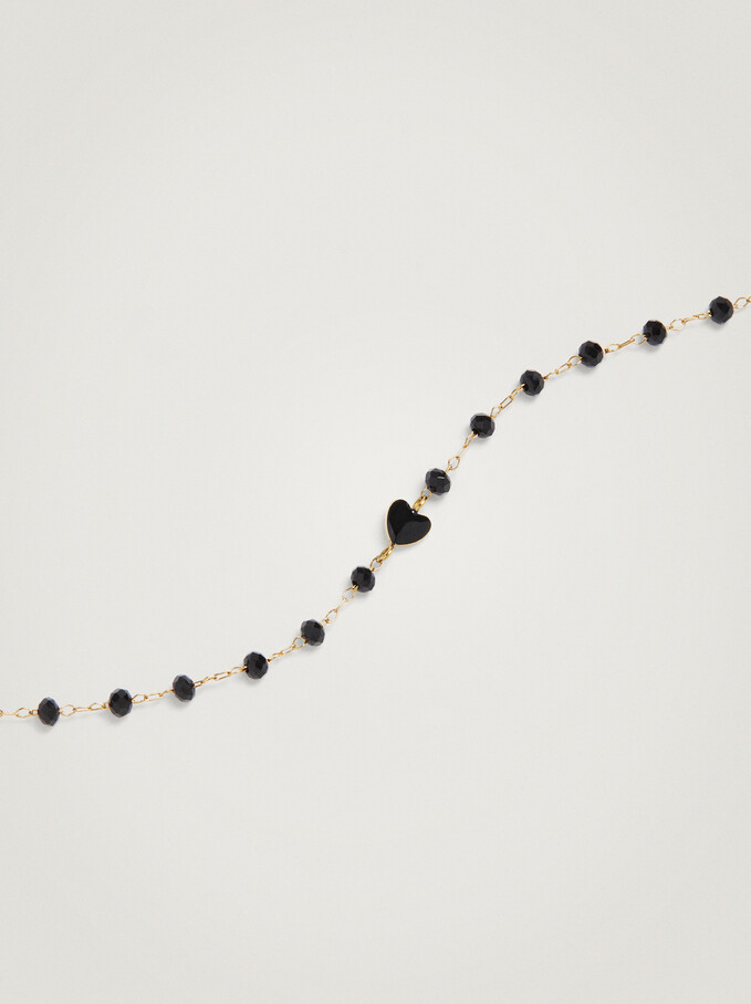 Steel Bracelet With Semiprecious Stone, Black, hi-res