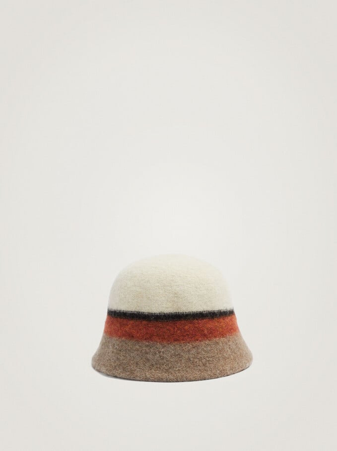 Knitted Bucket Hat, White, hi-res