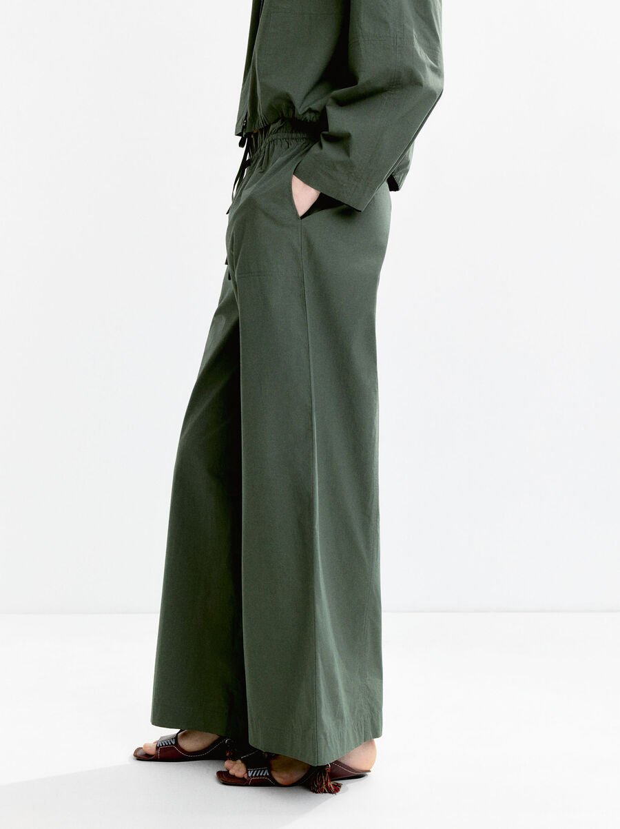 100% cotton trousers with gathering