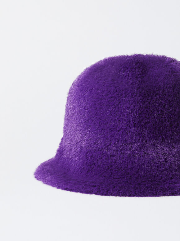 Bucket Hat With Fur, Purple, hi-res