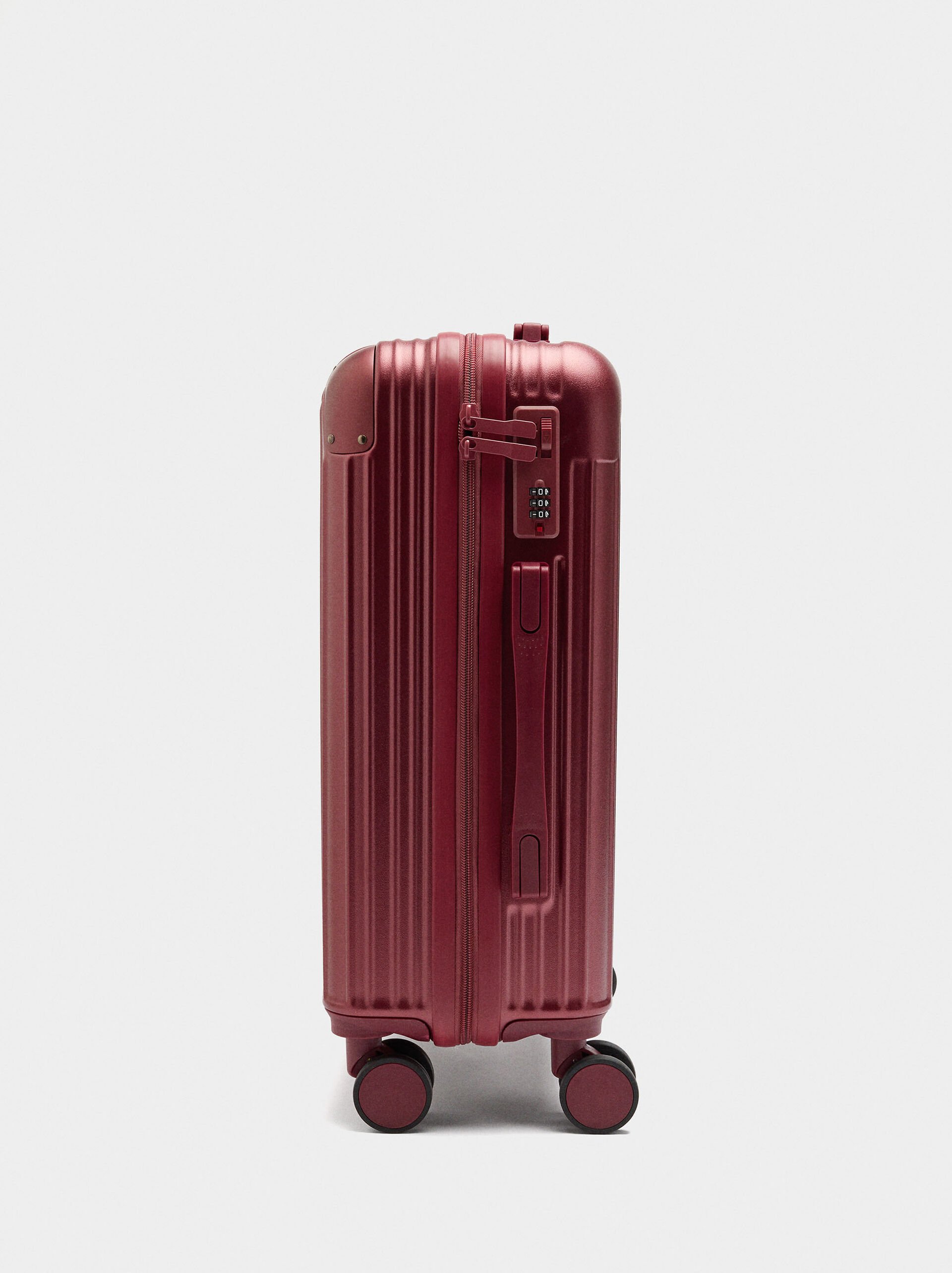 Striped travel suitcase image number 1.0