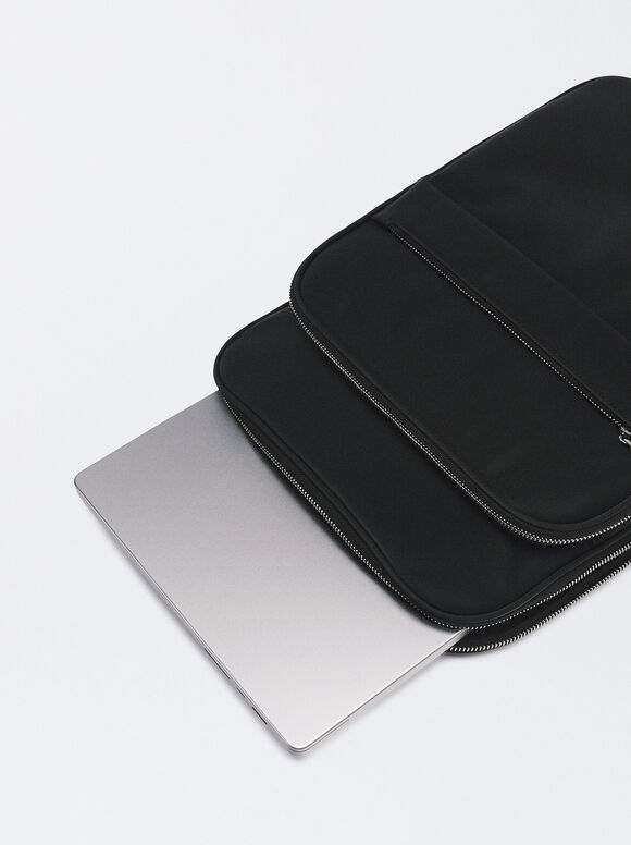 Nylon-Effect Backpack For 15” Laptop, Black, hi-res