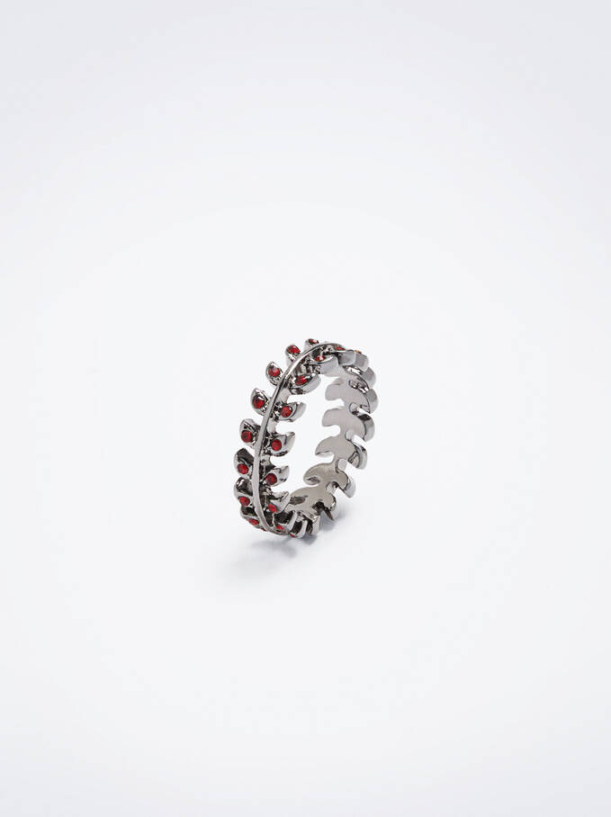 Ring With Strass, Bordeaux, hi-res