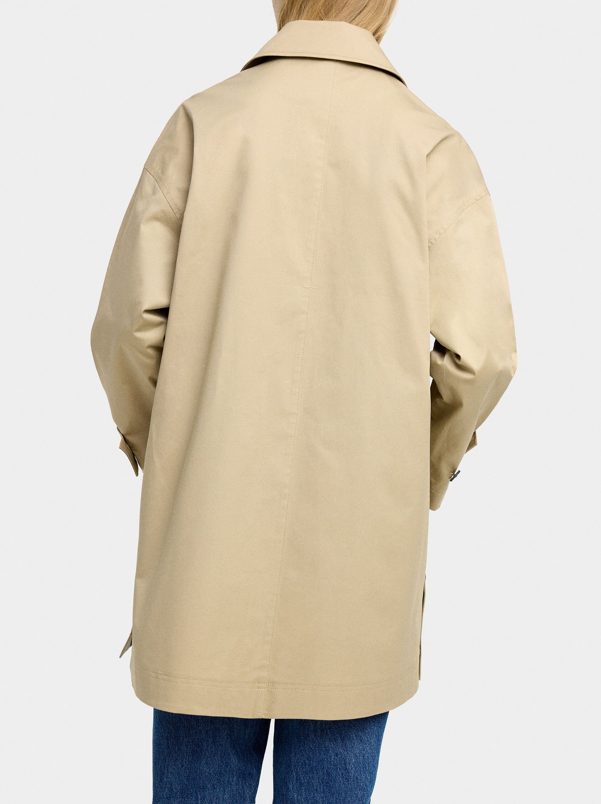 Trench mi-long en coton avec poches image number 2.0