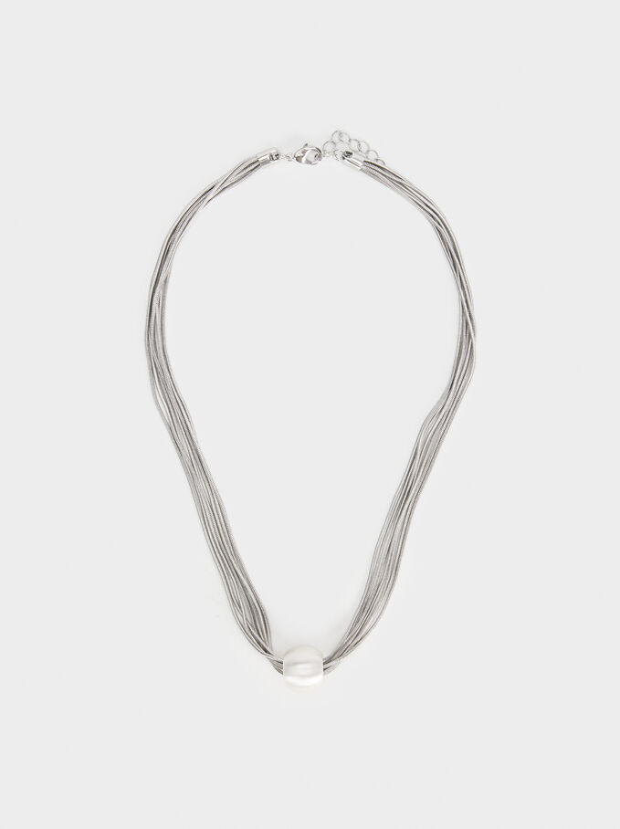 Silver Sphere Necklace, Silver, hi-res