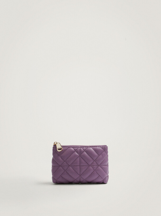Quilted Coin Purse, Purple, hi-res