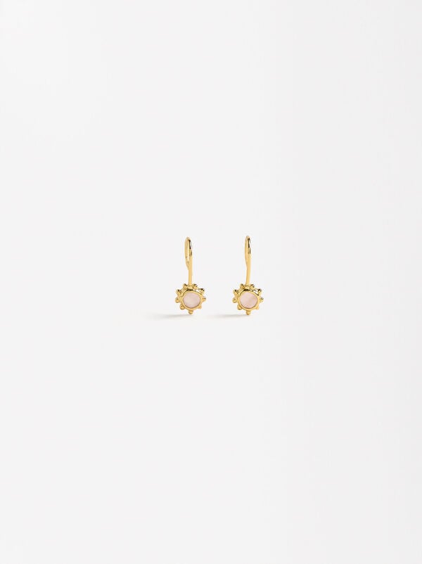 Short earrings with stones - 925 sterling silver