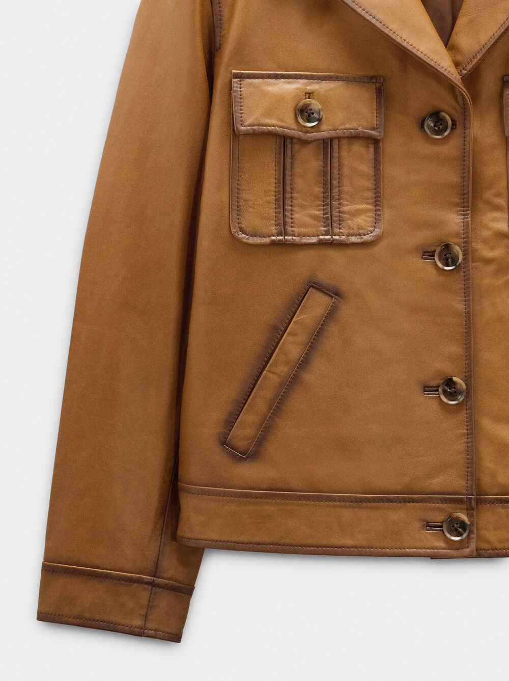 Leather jacket with marked topstitching