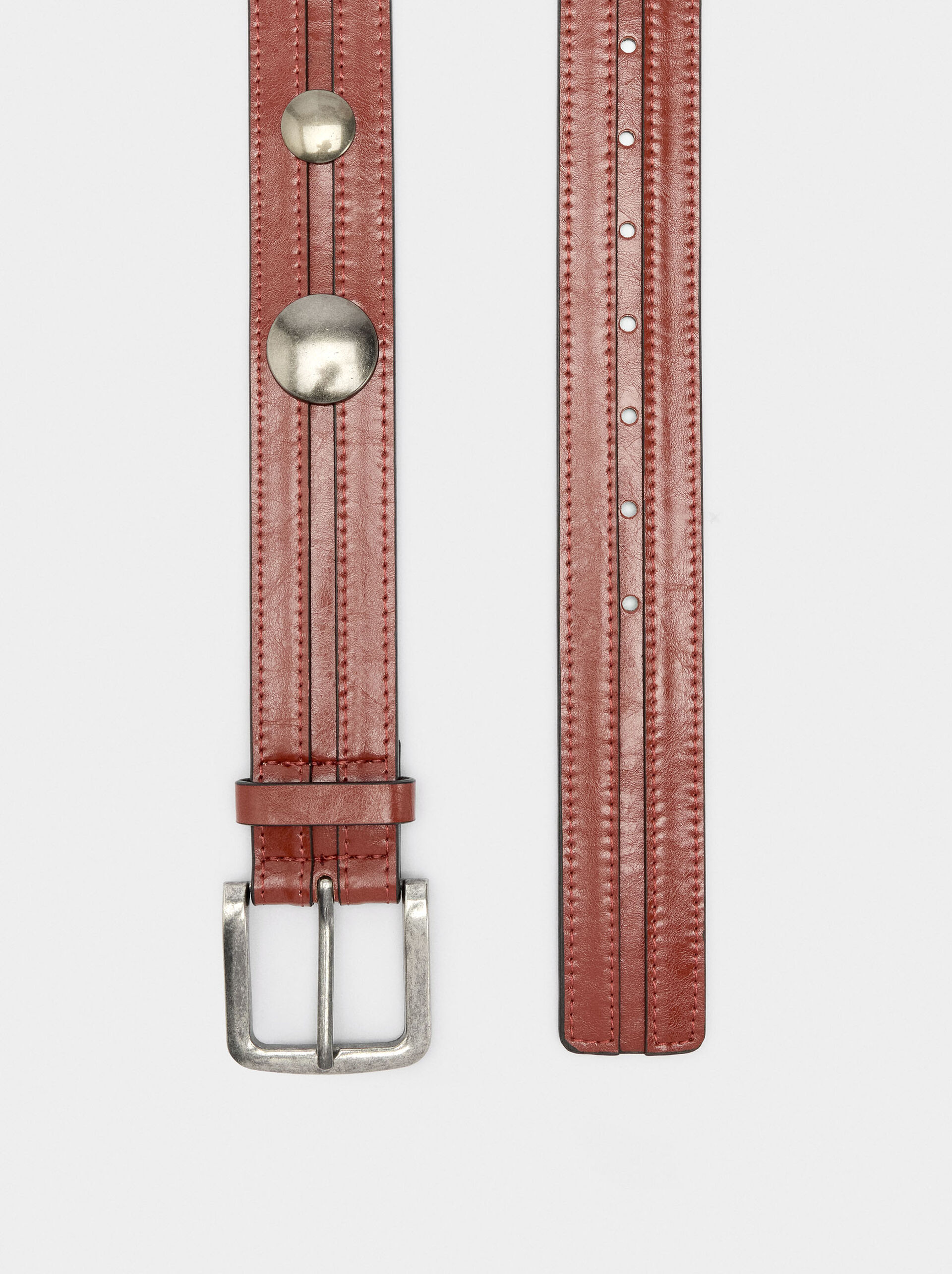 Belt with studs and topstitching image number 2.0