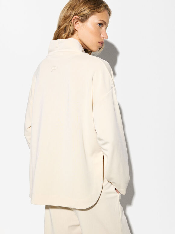 High-Neck Modal Sweatshirt, White, hi-res