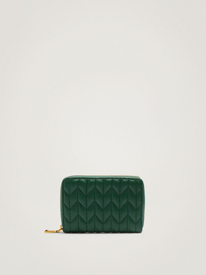 Quilted Small Wallet, Green, hi-res