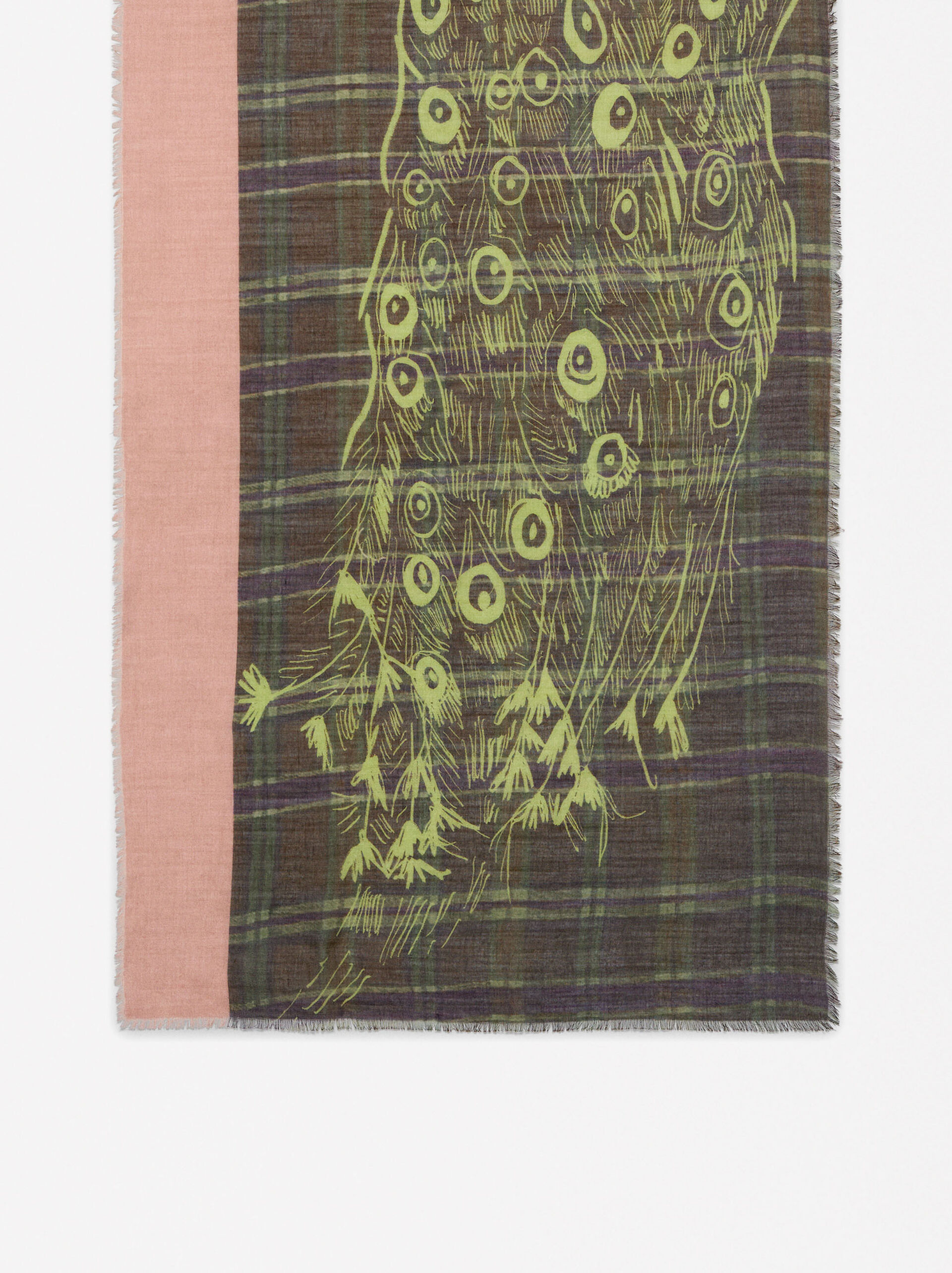 Printed scarf with wool blend image number 2.0