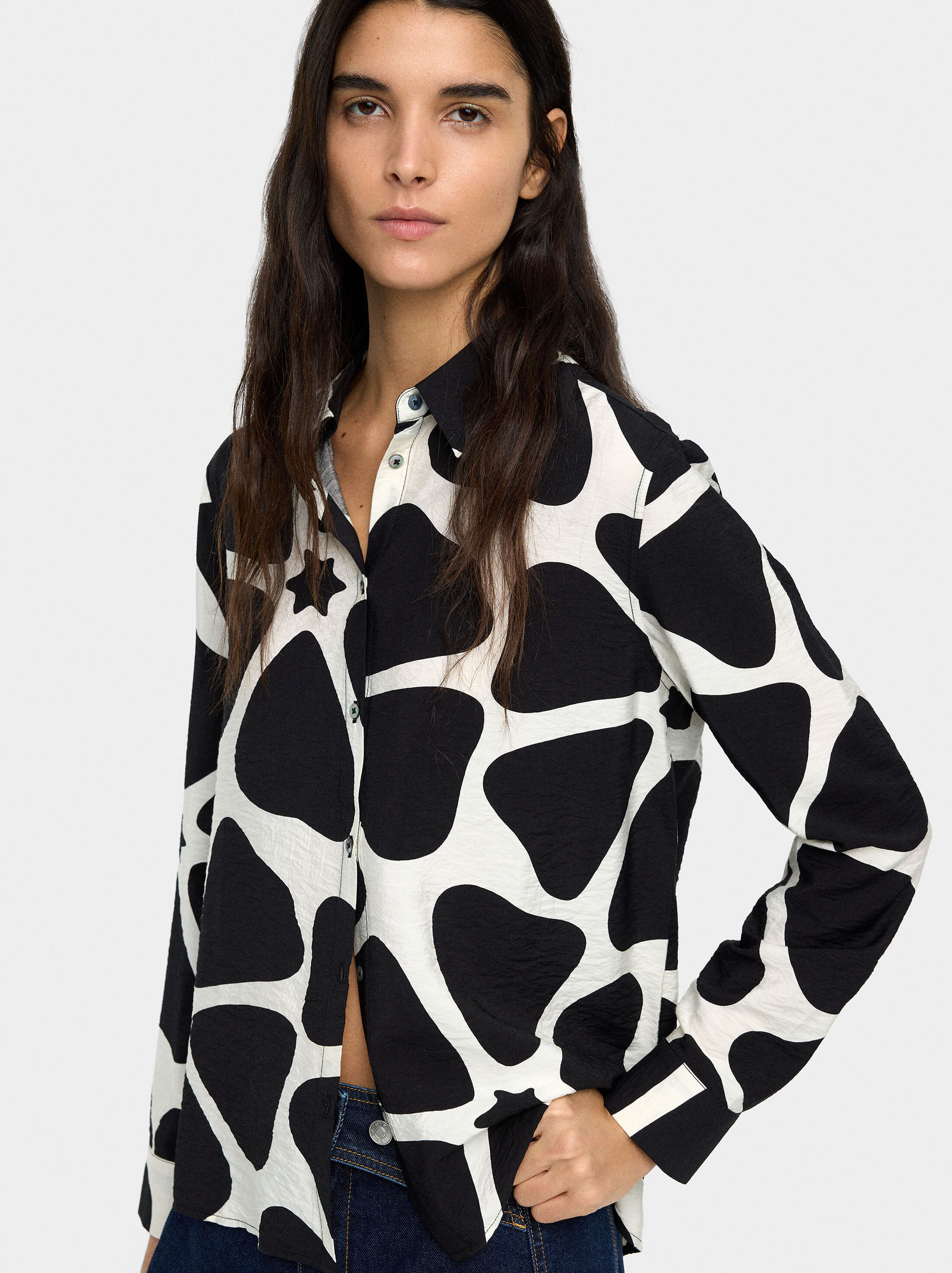 Printed shirt with crinkled effect image number 1.0