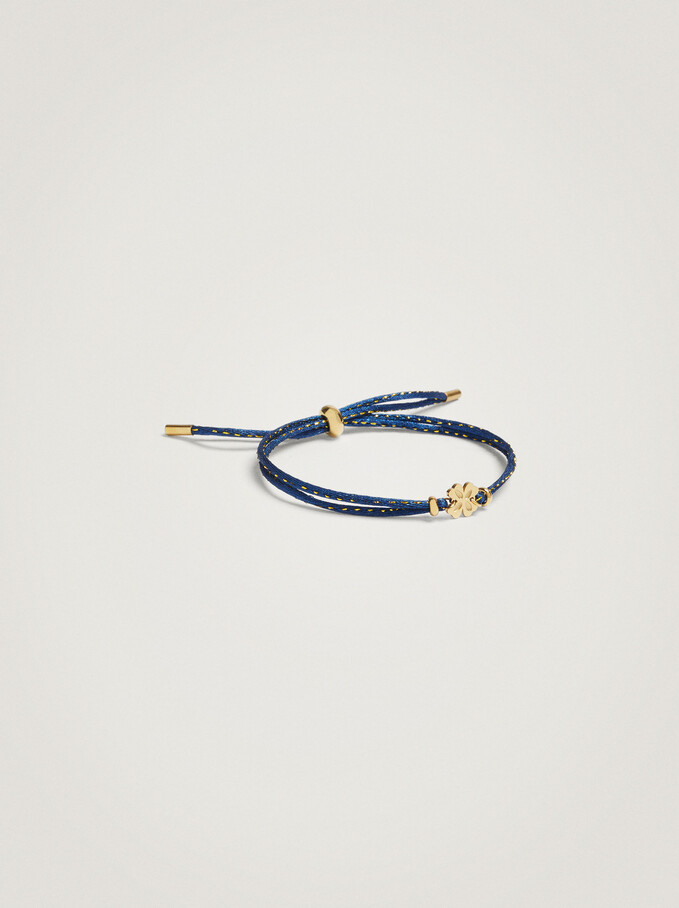 Adjustable Bracelet With Steel Charms, Blue, hi-res