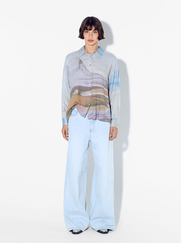 Long Sleeve Printed Shirt, Multicolor, hi-res