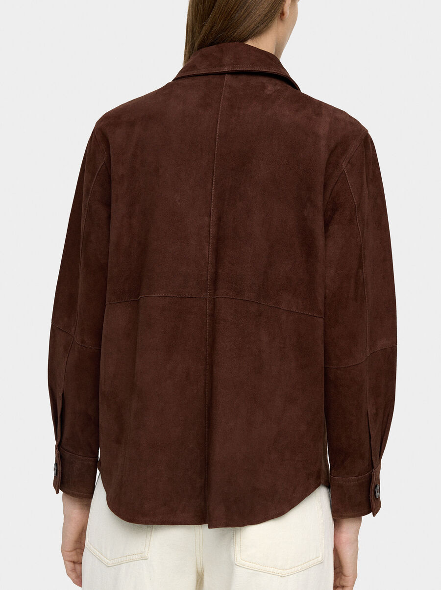 Suede leather overshirt