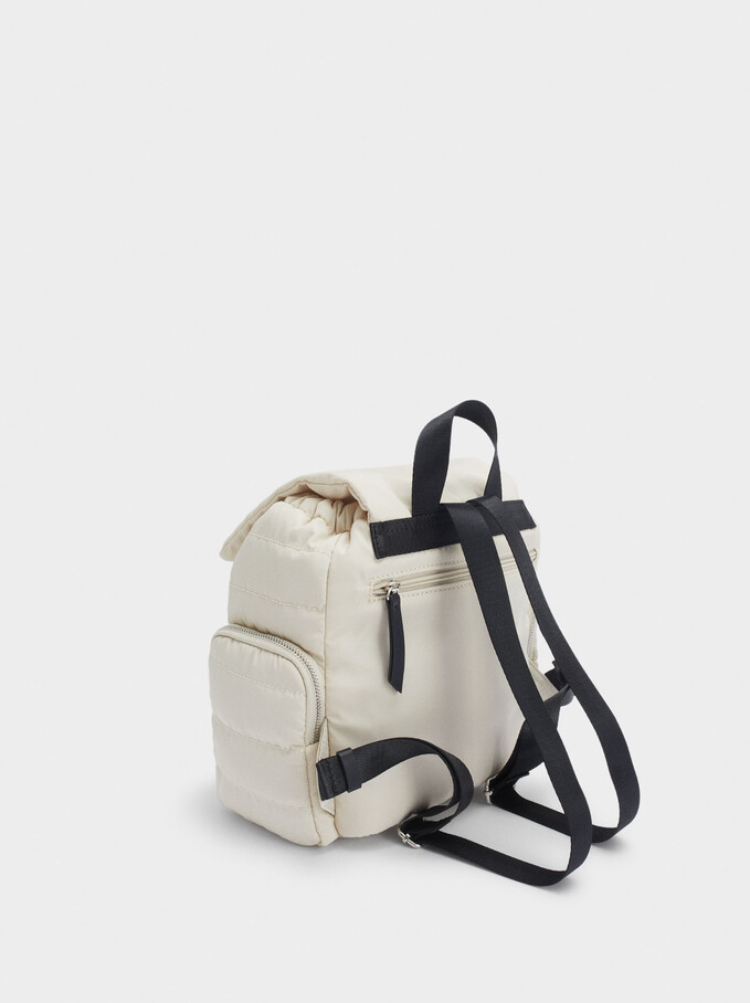 Quilted Nylon Backpack, Ecru, hi-res