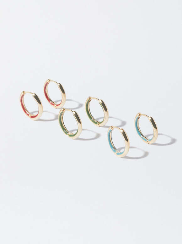 Set Of Hoop Earrings, Multicolor, hi-res