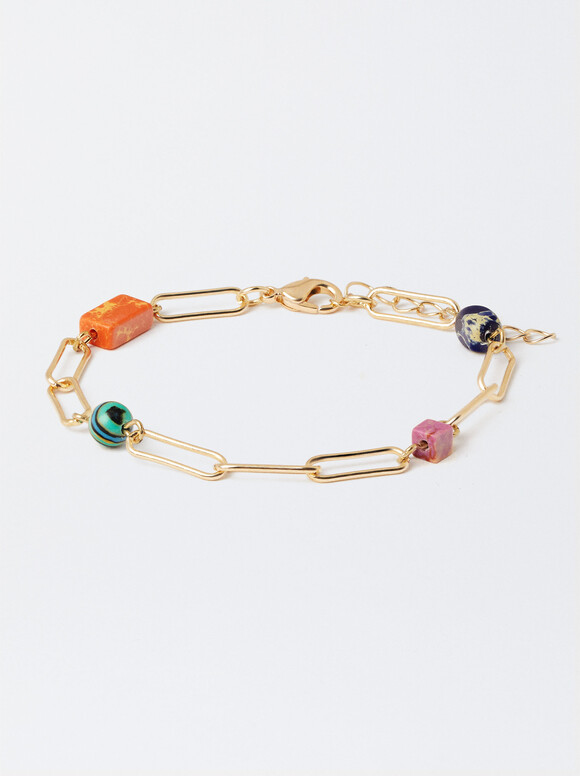 Link Bracelet With Stones, Multicolor, hi-res
