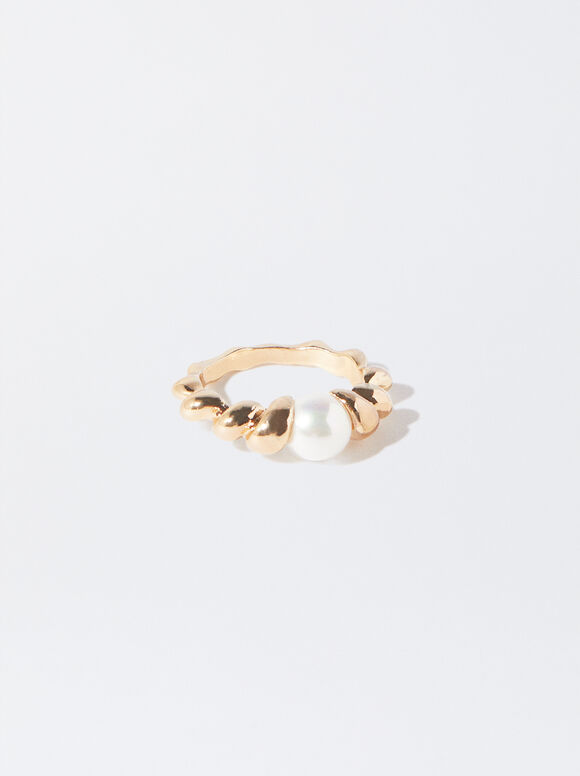 Ring With Stone, Golden, hi-res
