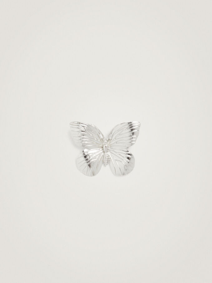 Butterfly Brooch, Silver, hi-res