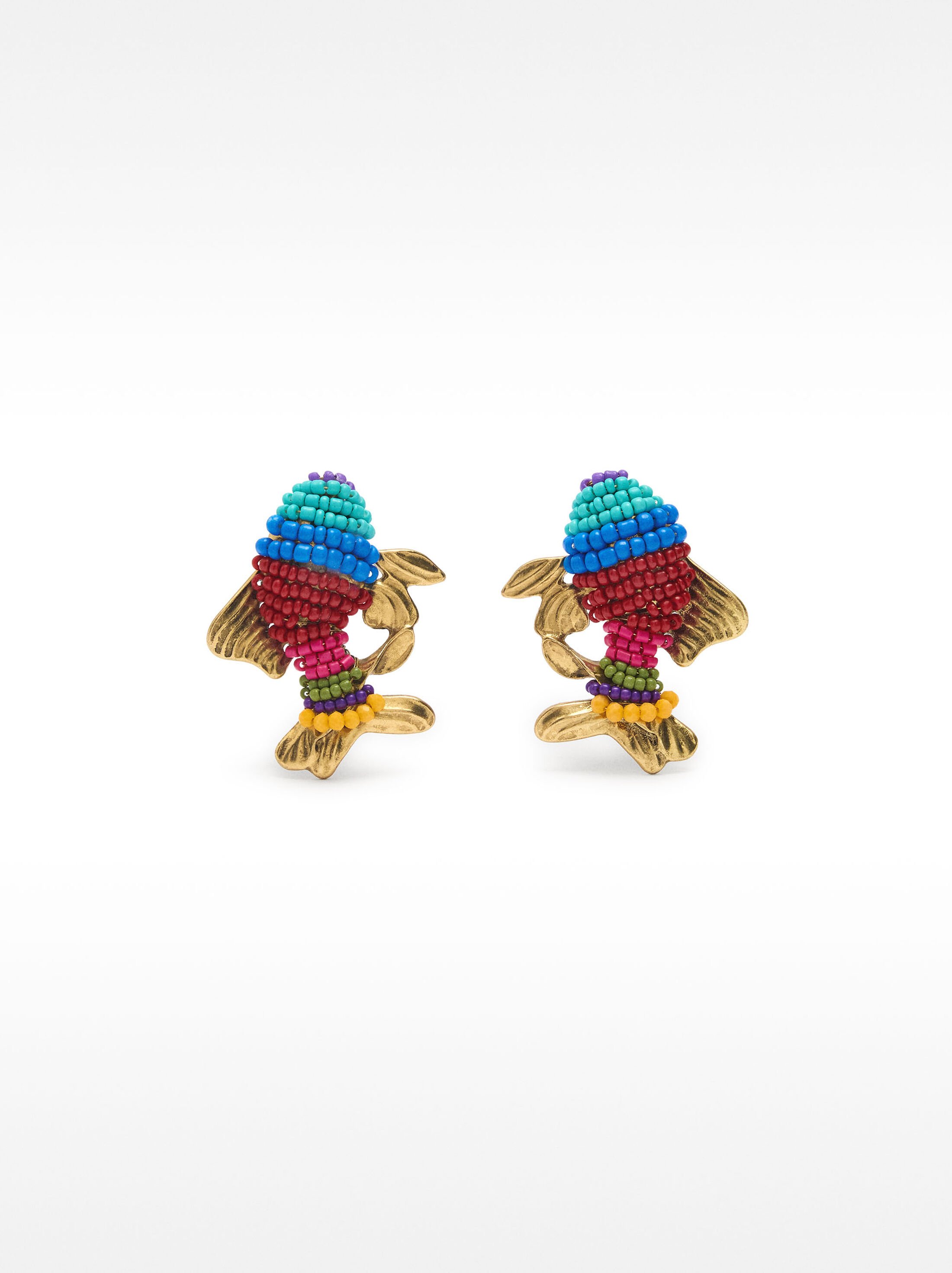 Fish earrings with multicolor beads image number 1.0