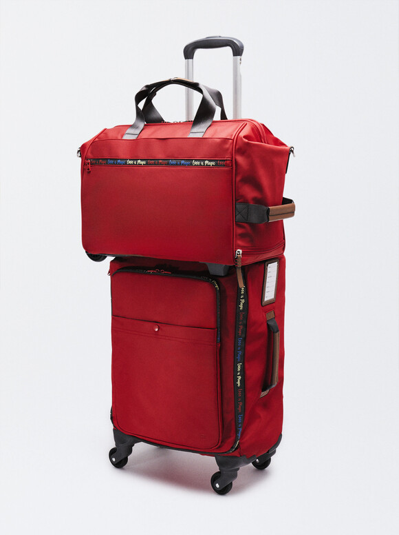 Nylon Travel Trolley, Red, hi-res