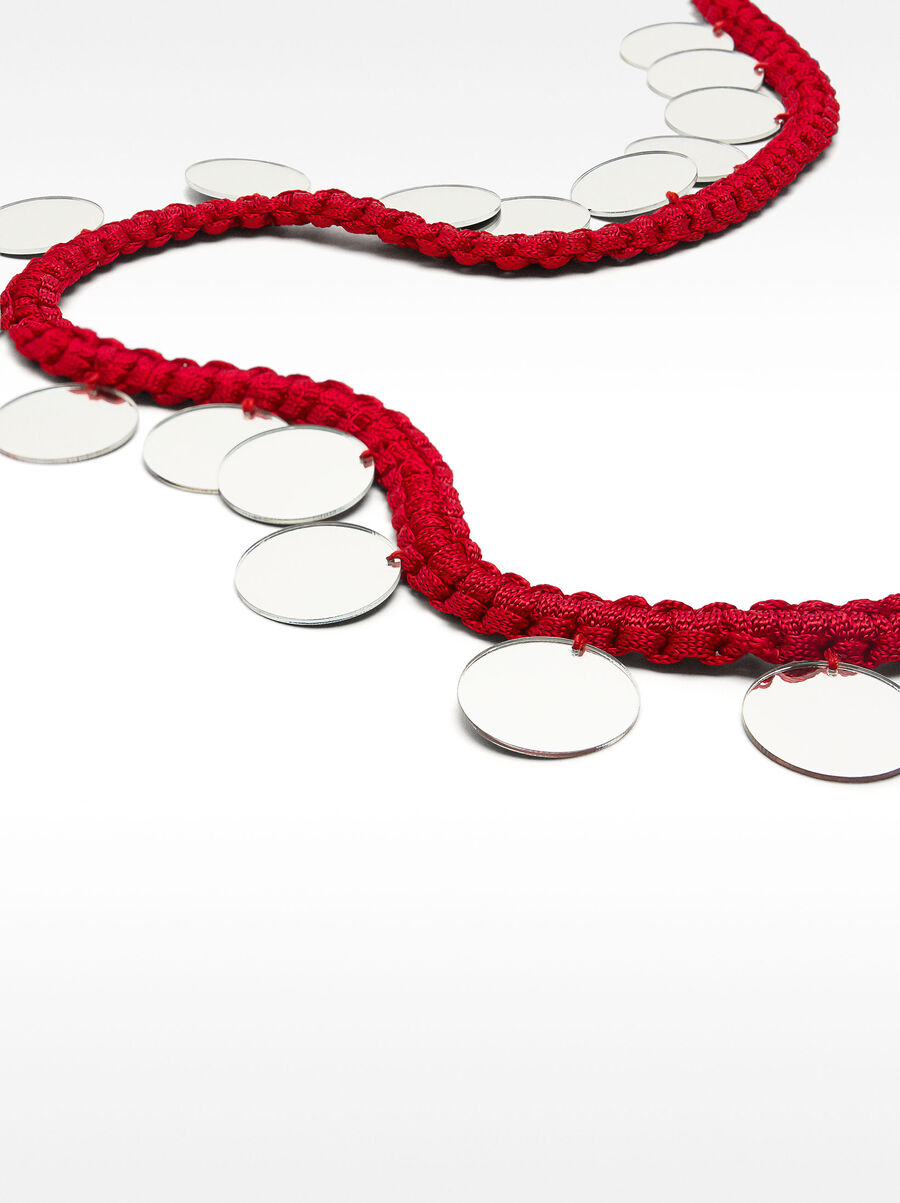String belt with mirror details