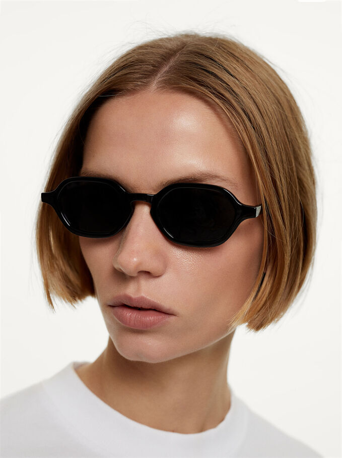 Oval Sunglasses, Black, hi-res