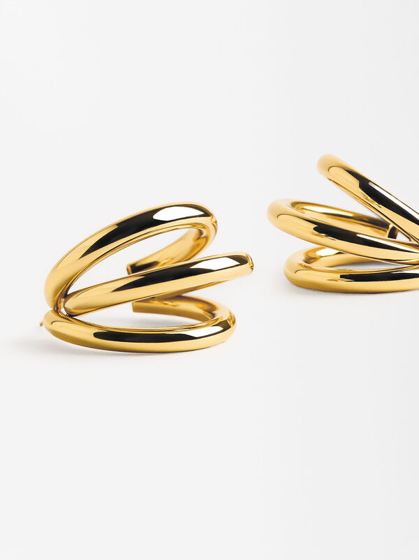 Maxi multi-hoop effect earrings - stainless steel