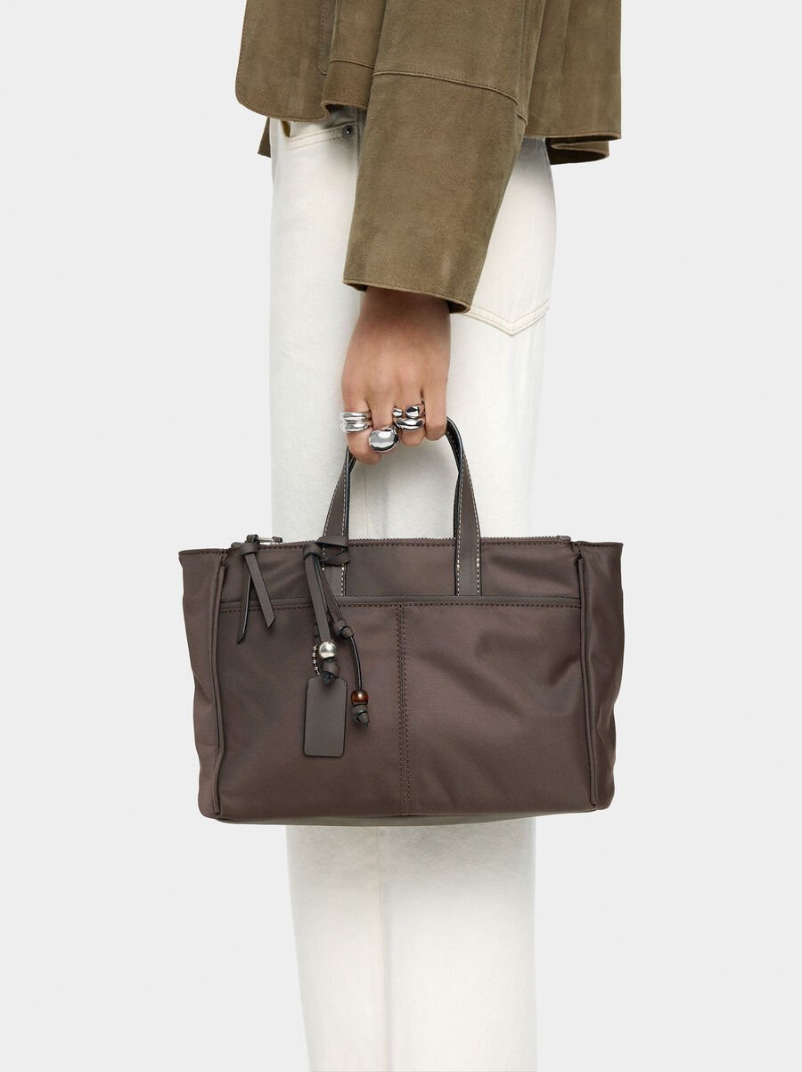 Bolso tote de nylon con bandolera