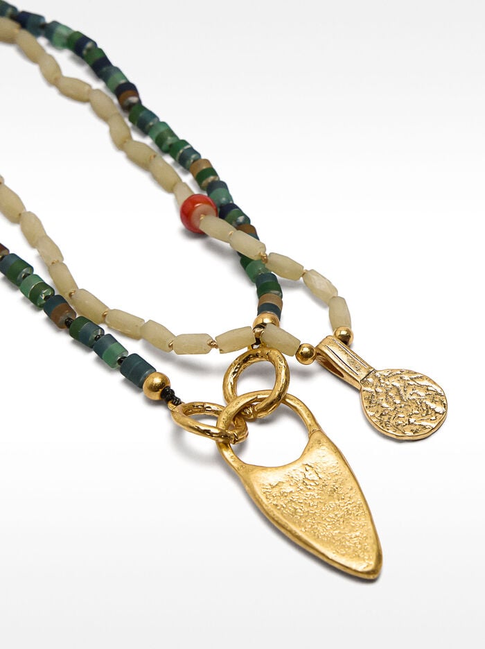Set of necklaces with stone and ceramic beads