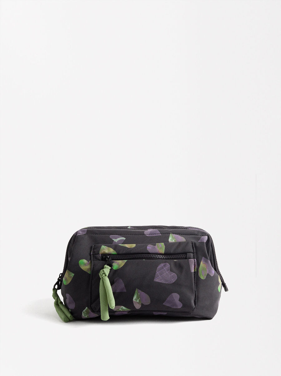Printed nylon cosmetic bag