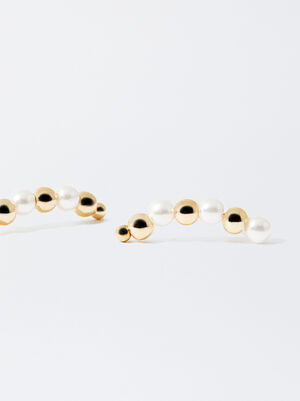 Boucles D'Oreilles Argentées Avec Perles image number 1.0