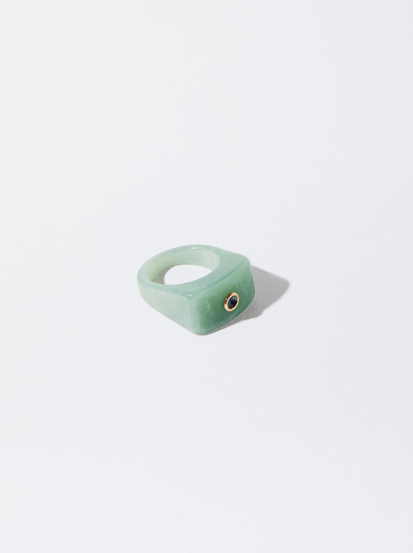 Resin Ring With Crystal, Multicolor, hi-res