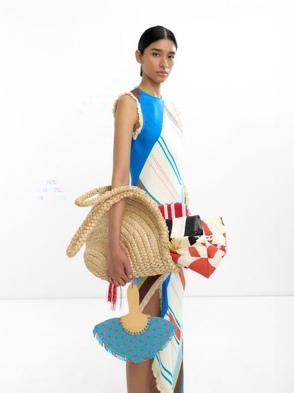 Striped envelope handbag