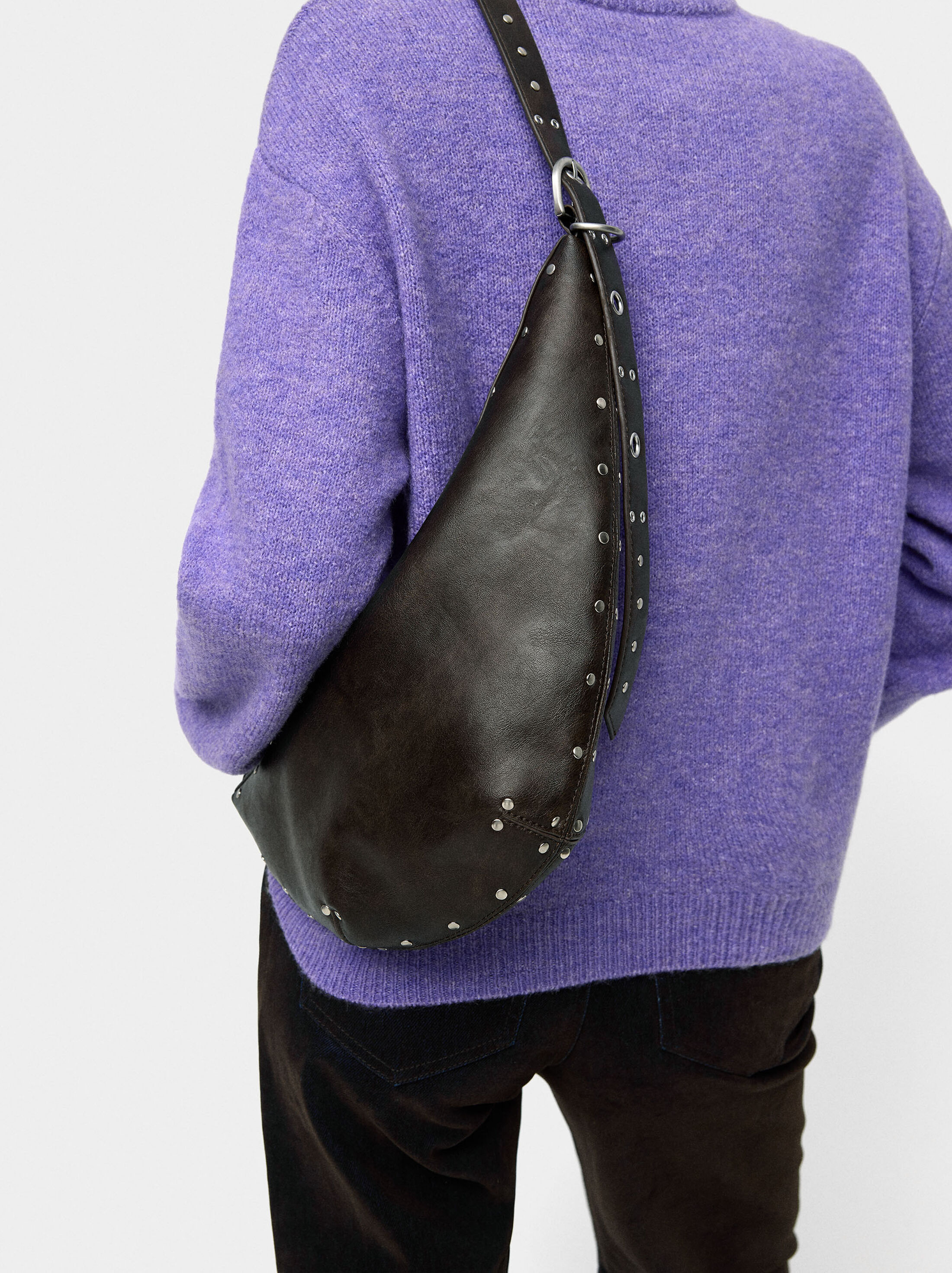 Asymmetric shoulder bag with studs image number 5.0