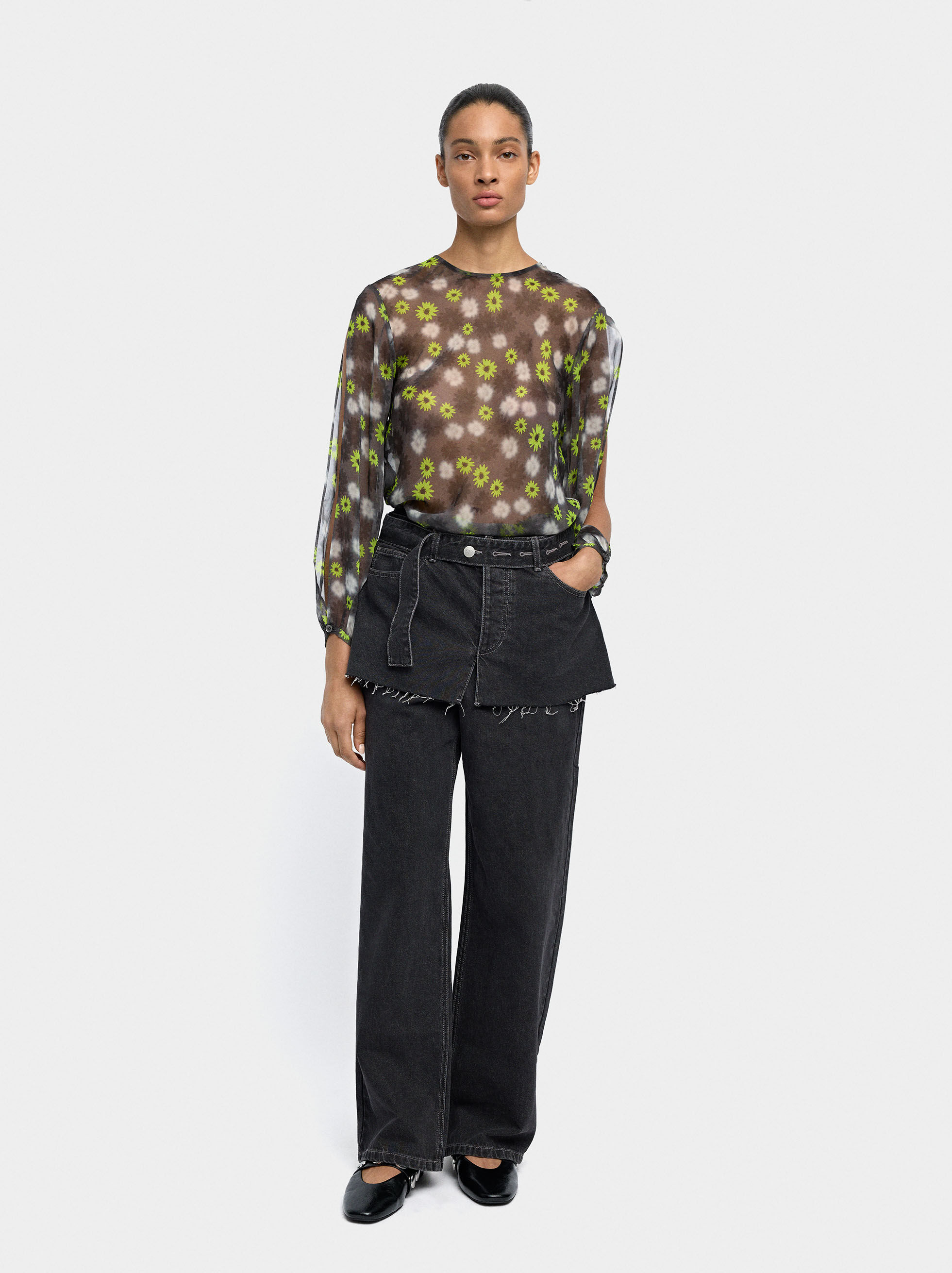 Semi-sheer floral print blouse Multicolor | Parfois UK