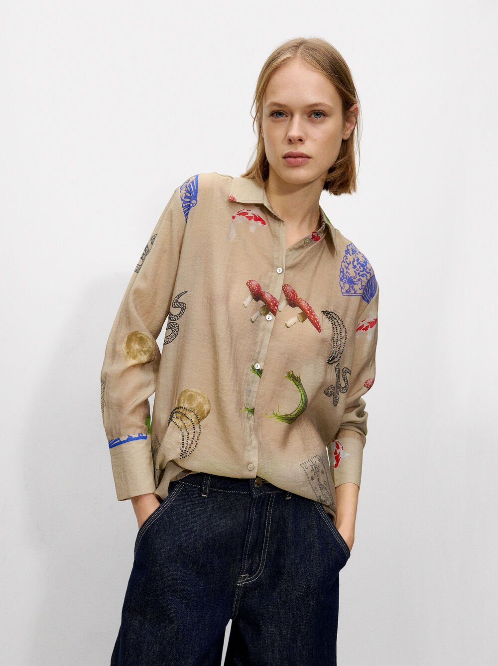 Camicia stampata a maniche lunghe