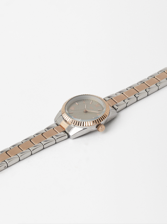 Watch With Steel Wristband, Rose Gold, hi-res