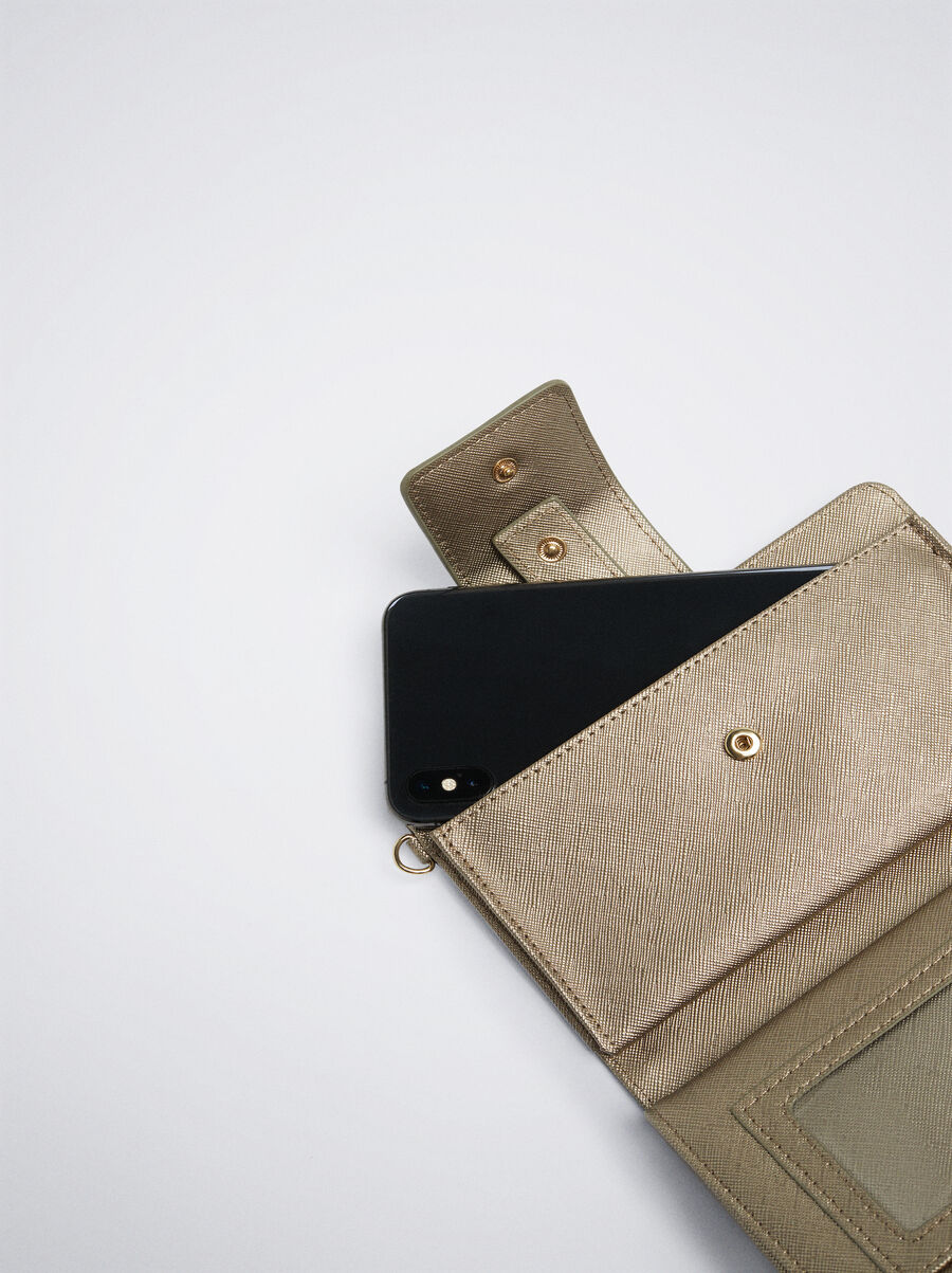 Embossed wallet with handle
