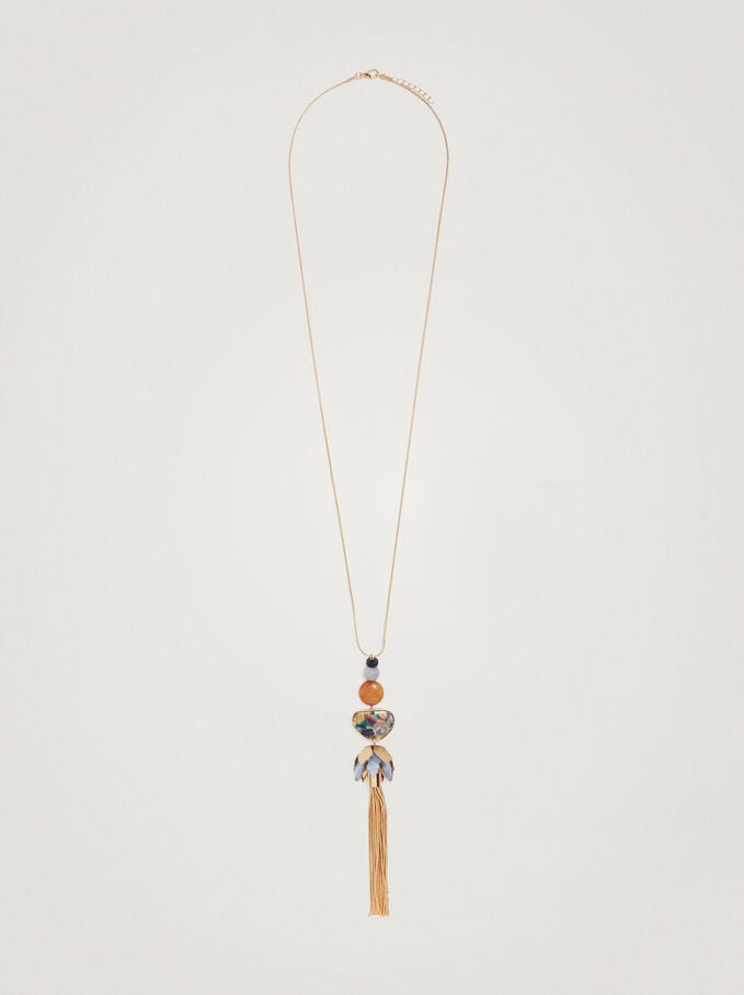 Necklace With Stone Pendant, Multicolor, hi-res