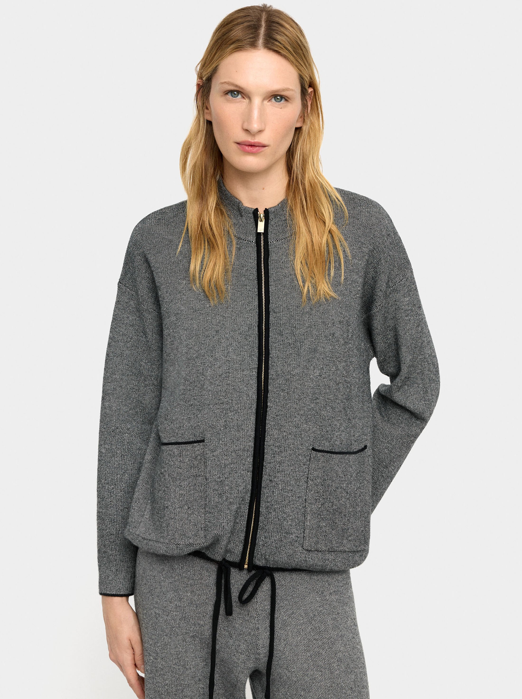 Cardigan de malha com fecho de correr image number 0.0